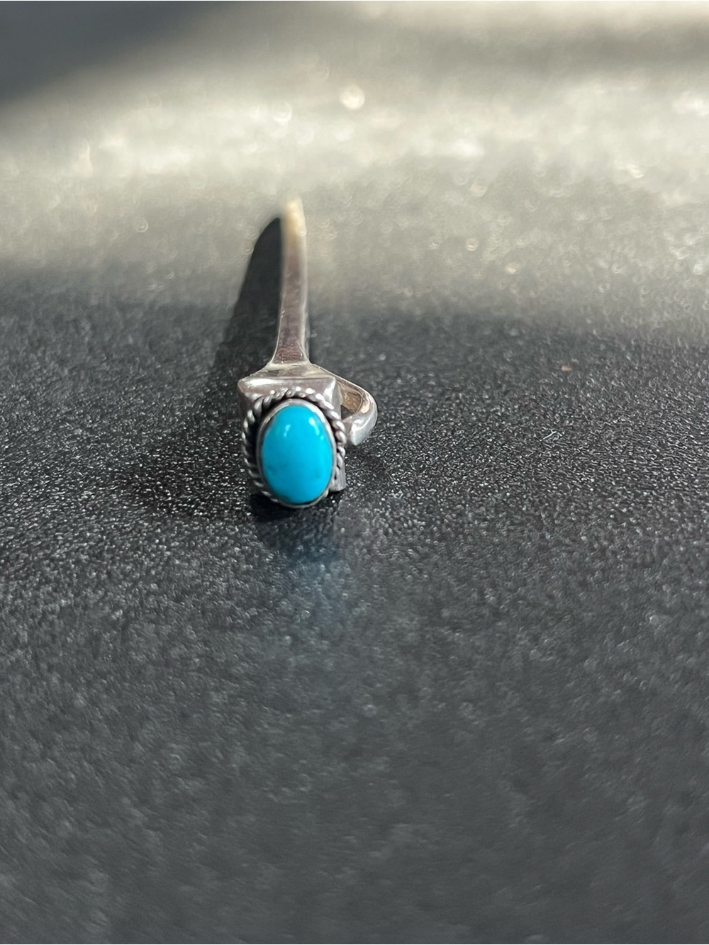 Sterling Silver Horseshoe Pendant with Blue Turquoise Gemstone. Solid. Signed